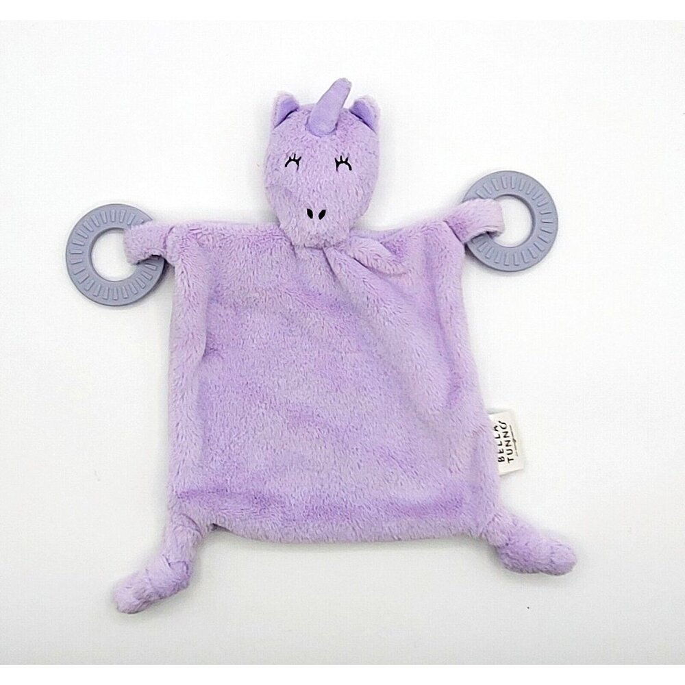 Bella Tunno Lovey Rattle Teether Knotted Soft Plush Toy Purple Unicorn